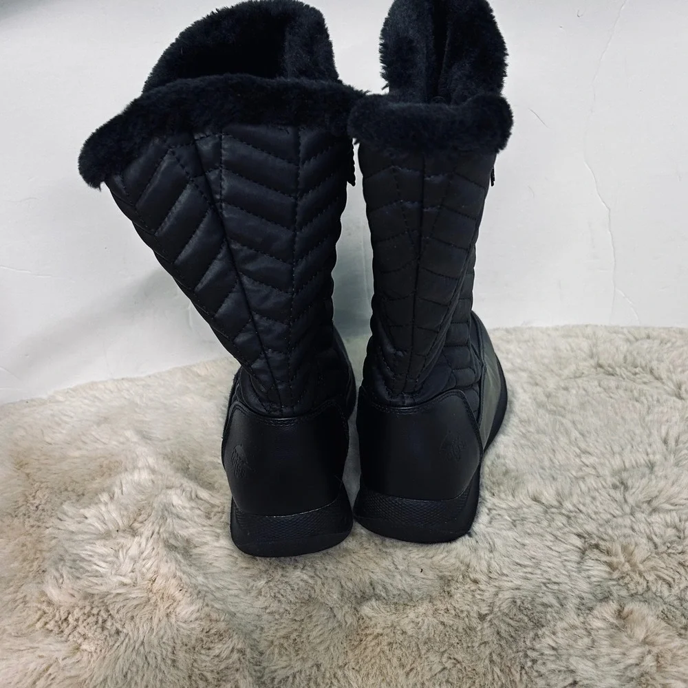 Totes Womens Jodi Black‎ Quilted Waterproof Winter Boots Faux Fur Lined Size 7